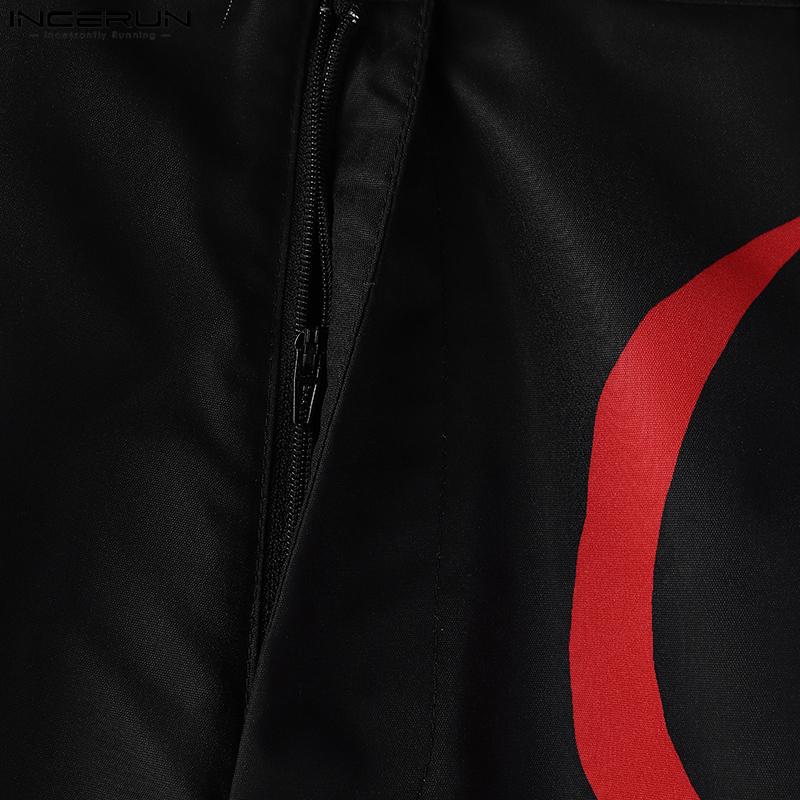 INCERUN Men Pants Casual Print Zipper Up Waist Wide Legs Long Trousers Pants