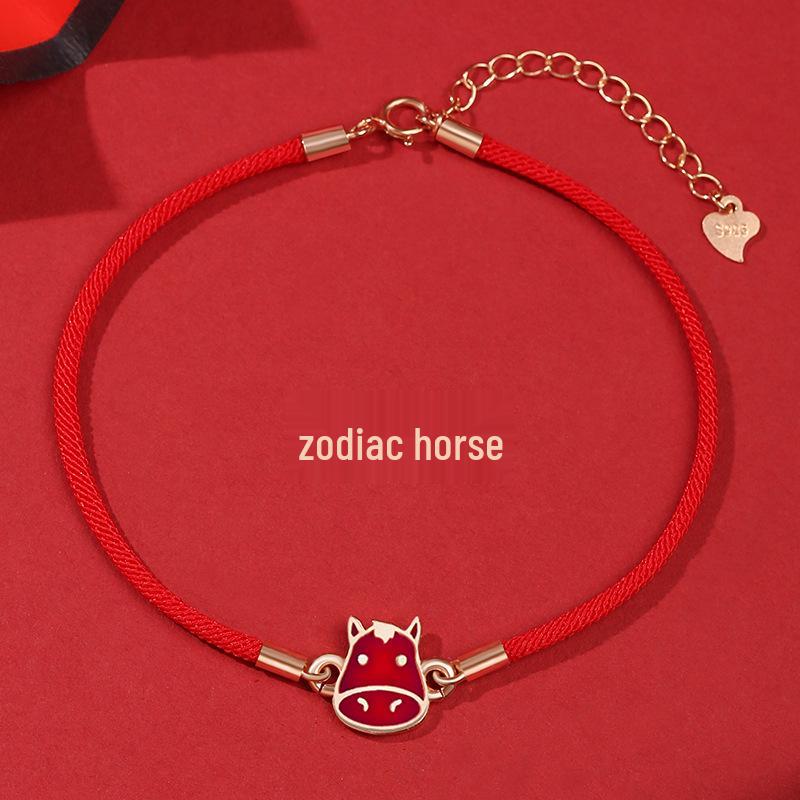 

Термохромный браслет на щиколотку из красного шнурка «Узел дракона» - Креативные женские украшения 925 Silver