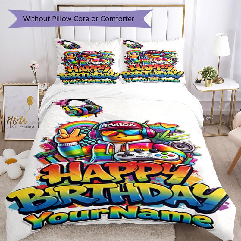 Roblox 130 Customize Your Name Bedding Set Breathable Duvet Cover with Pillowcases Home Decoration Birthday Gift