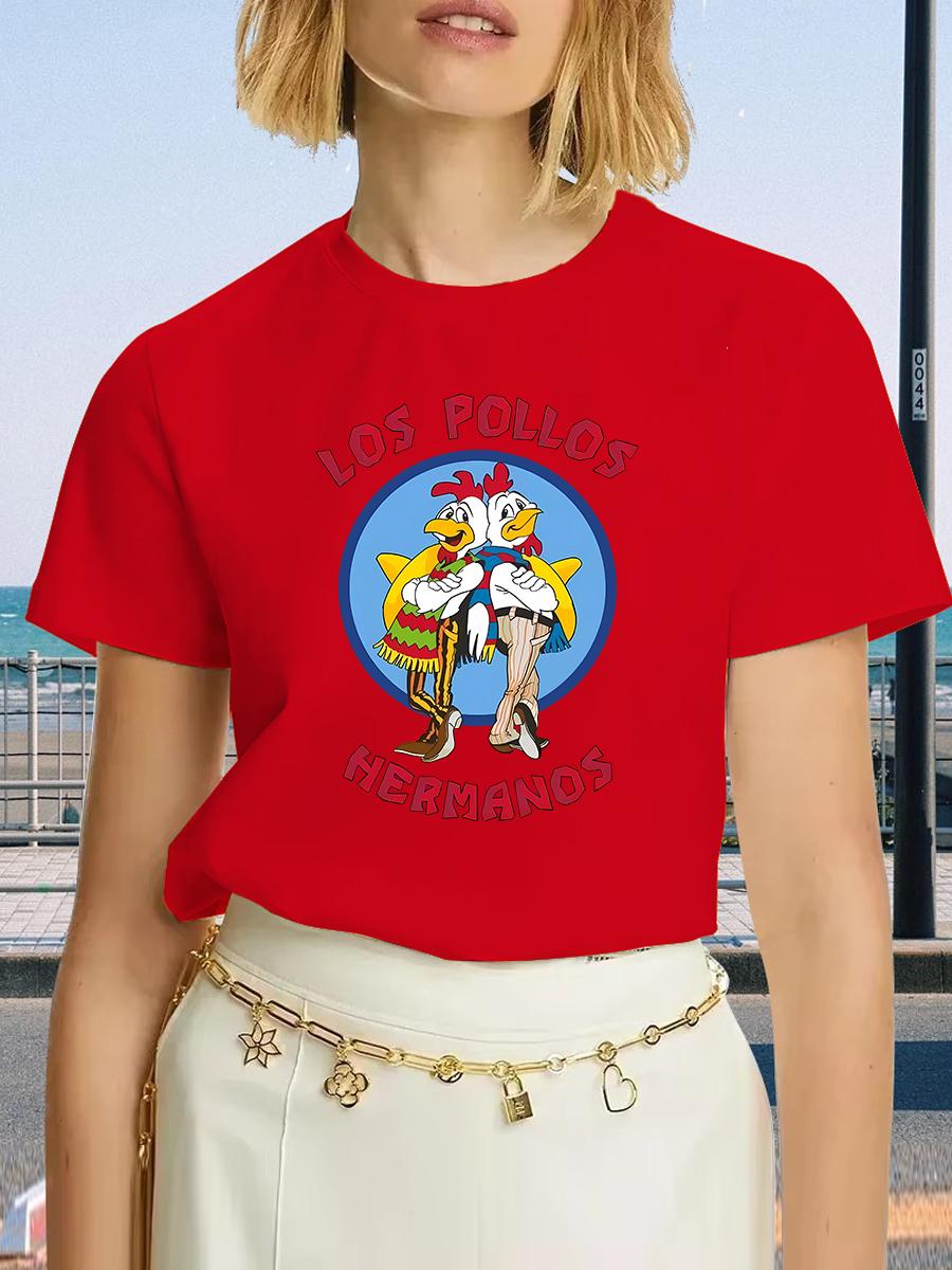 

Розкішний бренд LOS POLLOS HERMANOS Графічна футболка Літні повсякденні футболки для жіночих чоловічих дівчачих вуличного одягу Футболка з коротким рукавом M