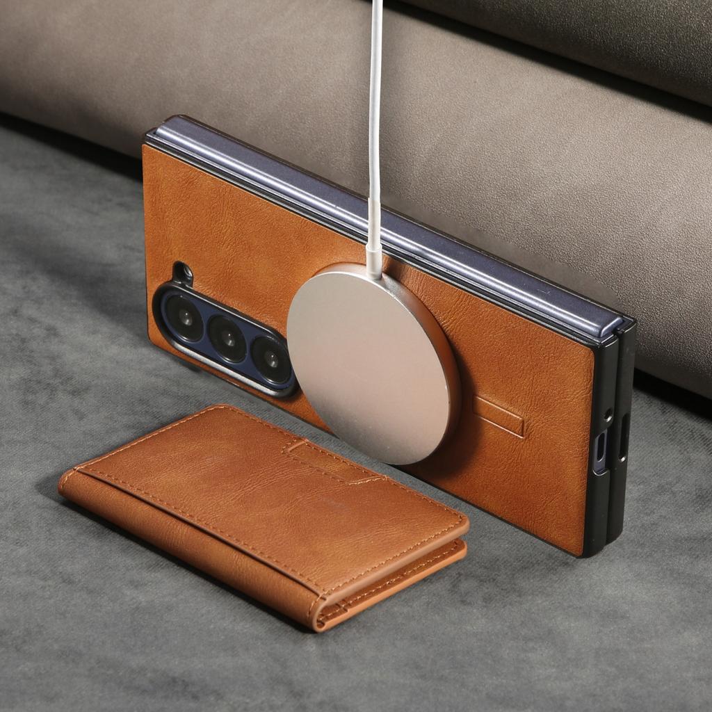 Business Style Leather Case For Samsung Galaxy Z Fold 7 6 5 4 3 2IN1 Magnetic Card Wallet Wireless Charge Anti-Drop Cover