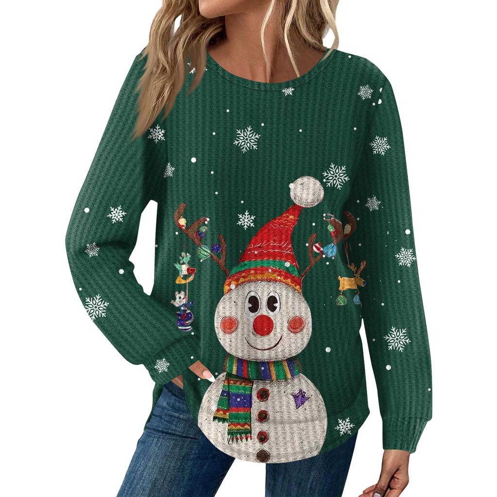 Dámská móda Dlouhý rukáv Vánoční Volný Dlouhý rukáv Kulatý výstřih Ležérní Top