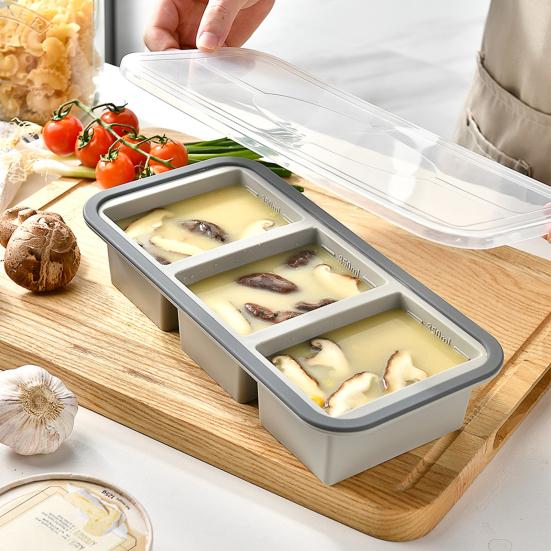 Silicone Snack Containers with Sealed Lid High/Low Temp Resistant Divided Compartments Condiment Box Food Container