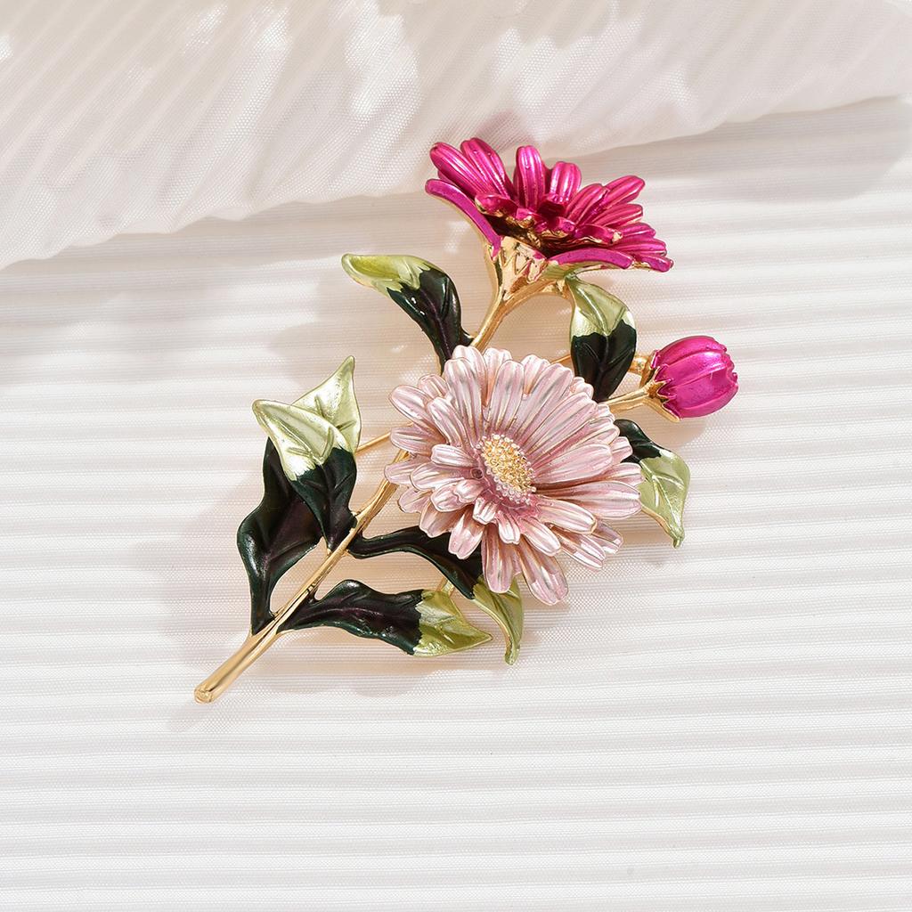Flower Brooch Women Enamel Daisy Alloy Vintage Pin 2025 Fashion Accessories Gift for Her