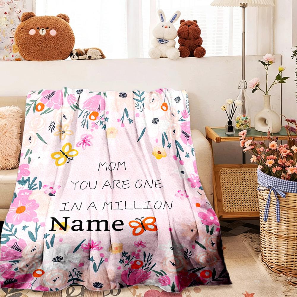 Mom You Are One In A Million Name Floral Butterfly Home Customize Your Name Customize Your Name Blanket Comfortable Soft Lightweight Allseason