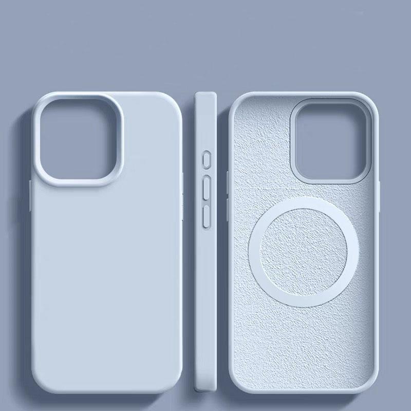 

Магнитный Жидкий Силиконовый Ударопрочный Чехол для iPhone 17 16 15 14 13 Pro Max 16 Plus Чехол для беспроводной зарядки Magsafe iPhone 15 синий