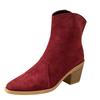 Fleece Warm Mid-heel Booties 2025 Winter New Plus-size Chunky Heel Side Zipper Martin Boots