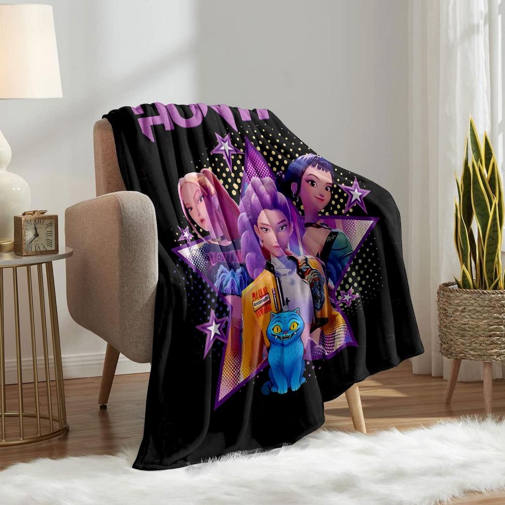 K-Pop Demon Hunters Plush Throw Blanket Custom Name All Season Gift for Girls Boys Soft Novelty Warm Blanket