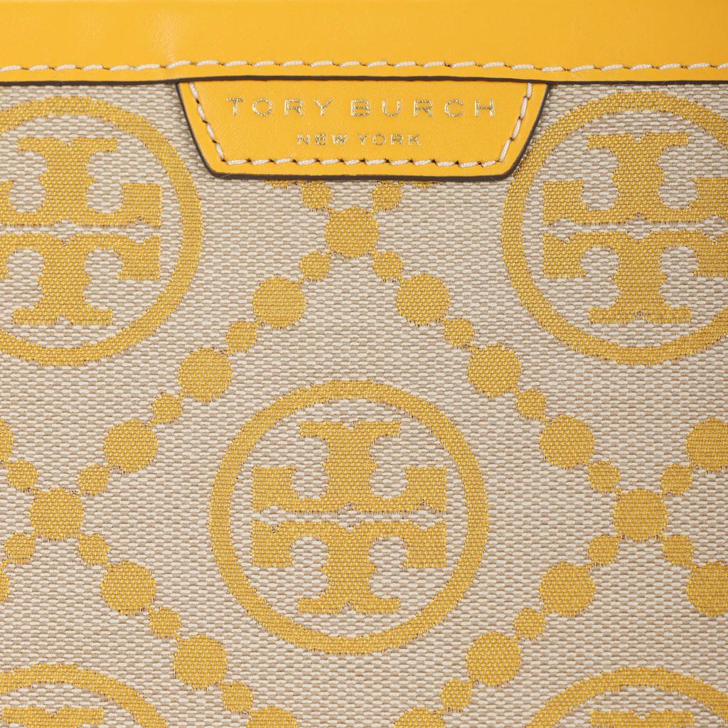 Tory Burch Perry Monogram Large Capacity Jacquard Leather Tote Shoulder Bag Women Tote Bags Yellow 83312-703