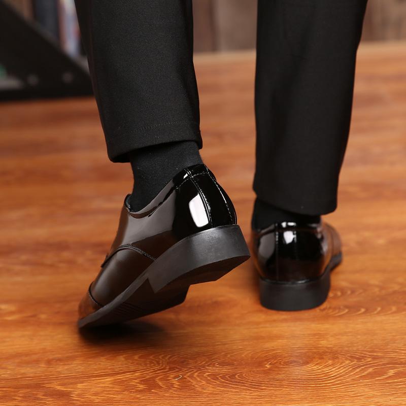 Formal Office PU Leather Black Shine Business Casual Shoes JZ-2385