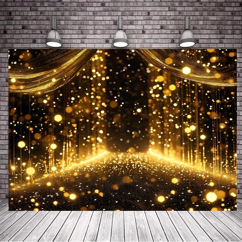 1pc Sparkling black and gold drop glitter background - glamorous bridal shower, wedding, birthday and PROM decor