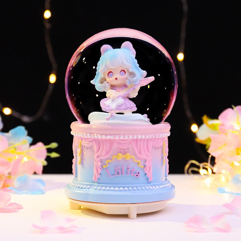 Adorno de Bola de Cristal Musical de Astronauta Nevado