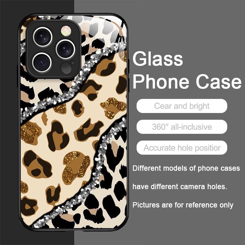 

Artistic Leopard Print Cherry Red Lips Tempered Glass Phone Case for IPhone 16 Pro Max 15 14 13 12 Mini 11 XS XR 7 8 Plus Cover iPhone 13 Pro Max