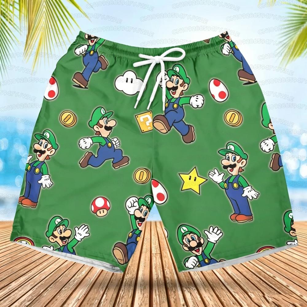 Summer Men's Women's Quick-Drying Beach Shorts Luigi Yoshi Printed Shorts for Beach Swimming Pools Gyms and Outdoor Sport