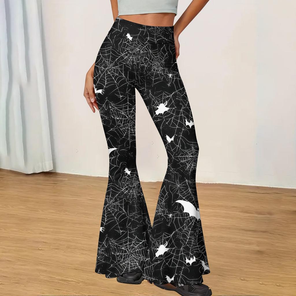Women's Casual Halloween Print Flared Yoga Pants High Waist Stretchy Comfortable Fit Lightweight Fabric for Everyday Wear