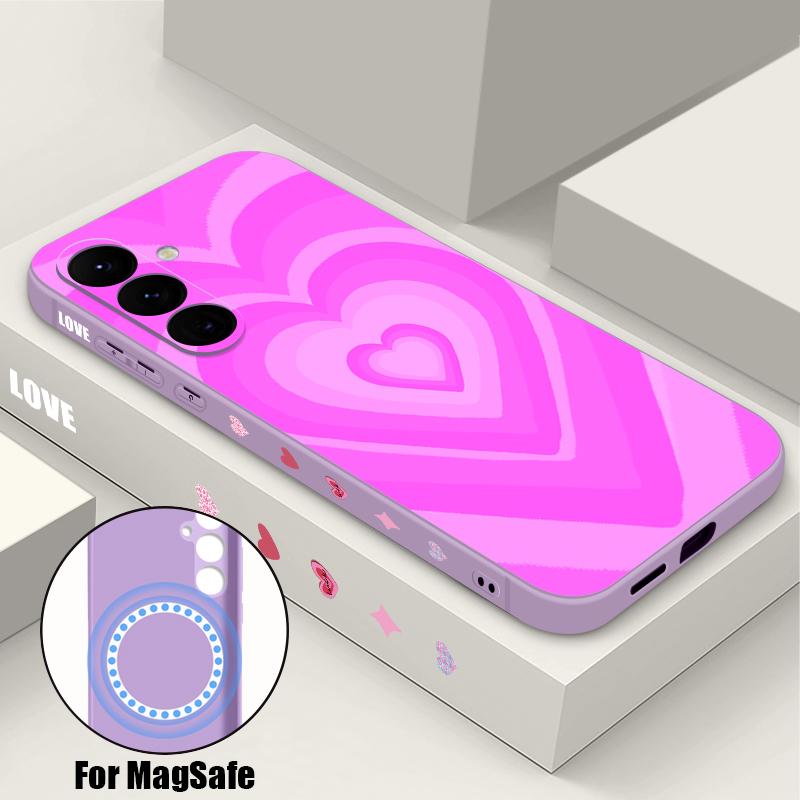Love Heart Print Magnetic Phone Case For Samsung Galaxy S26 S25 S24 Ultra S23 S24 S25 FE S22 Plus For Magsafe Soft TPU Cover