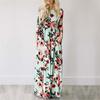 Kwiatowy Print Damska Letnia Sukienka Maxi Boho Plażowa Długa Sukienka Wieczorowa Tunika