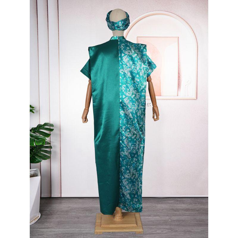 Africa Plus Size Women Clothing Patchwork New V-neck Print Loose Casual Dress Middle East Arab Robe Dress