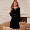 Elegant Velvet Bow Midi Dress