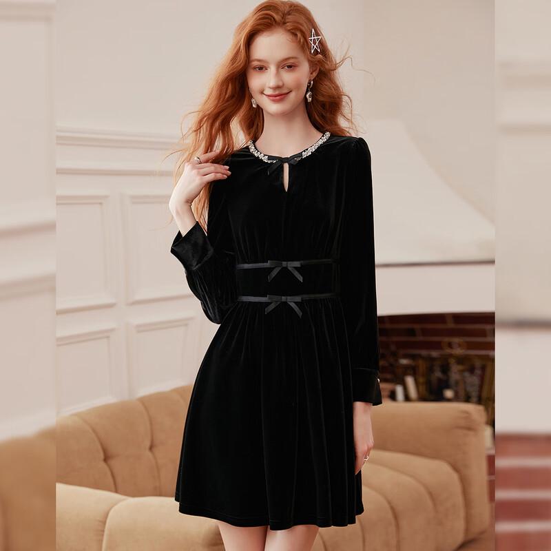 Elegant Velvet Bow Midi Dress