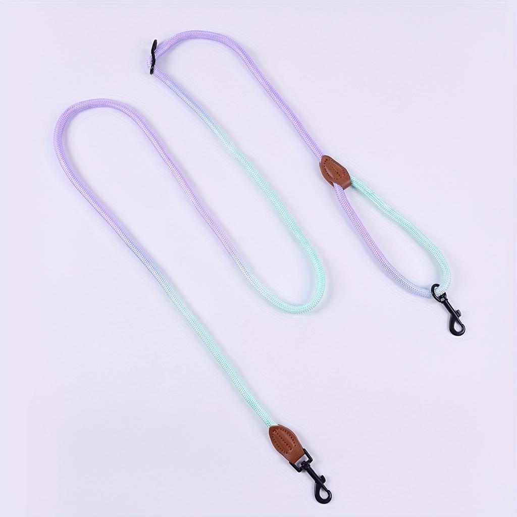 1pc Colorful Gradient Dog Leash, Multifunctional Dog Round Rope Dog Slip Leash Hands-free Crossbody Dog Walking Leash