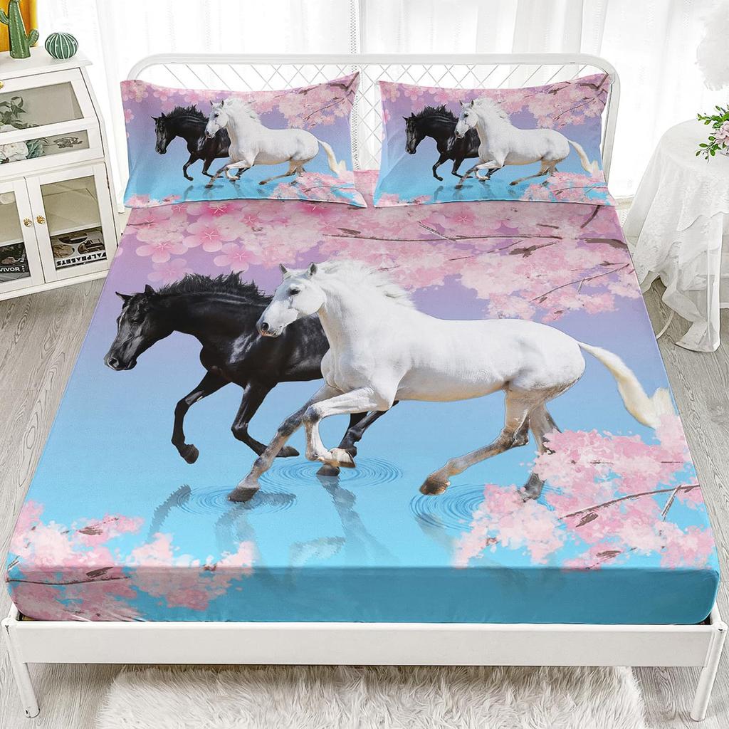 Purple Starry Night Galaxy Sheet Three-Piece Digital Printing Couple Outdoor Wolf Sheet Bedding