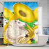 Musical Sheep Shower Curtain Yellow Trumpets Design For Kids Bath Decorations Home Accessories With Rings