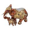 Mom and Baby Elephant Statue Exquisite Lifelike Imitation Wood Grain Resin Elephant Figurine Collectible Decor for Home