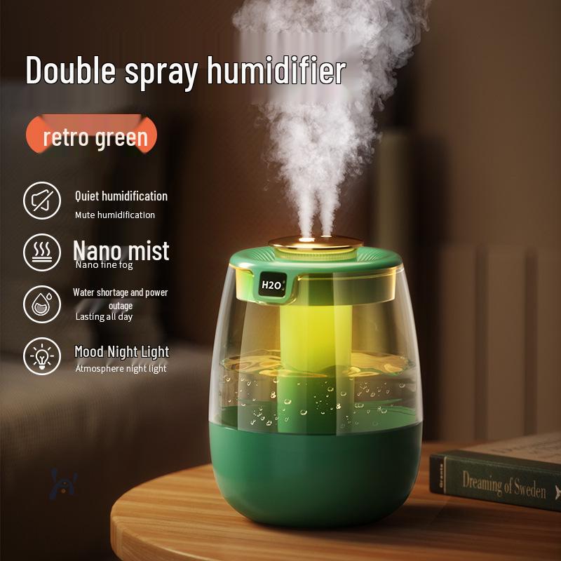 

Nano Mist Night Light Digital Display Humidifier with Dual Nozzles for Bedrooms and Nurseries