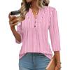 Women's Three-Quarter Sleeve Top, Loose Fit Casual Blouse for Everyday Comfort, Fashion