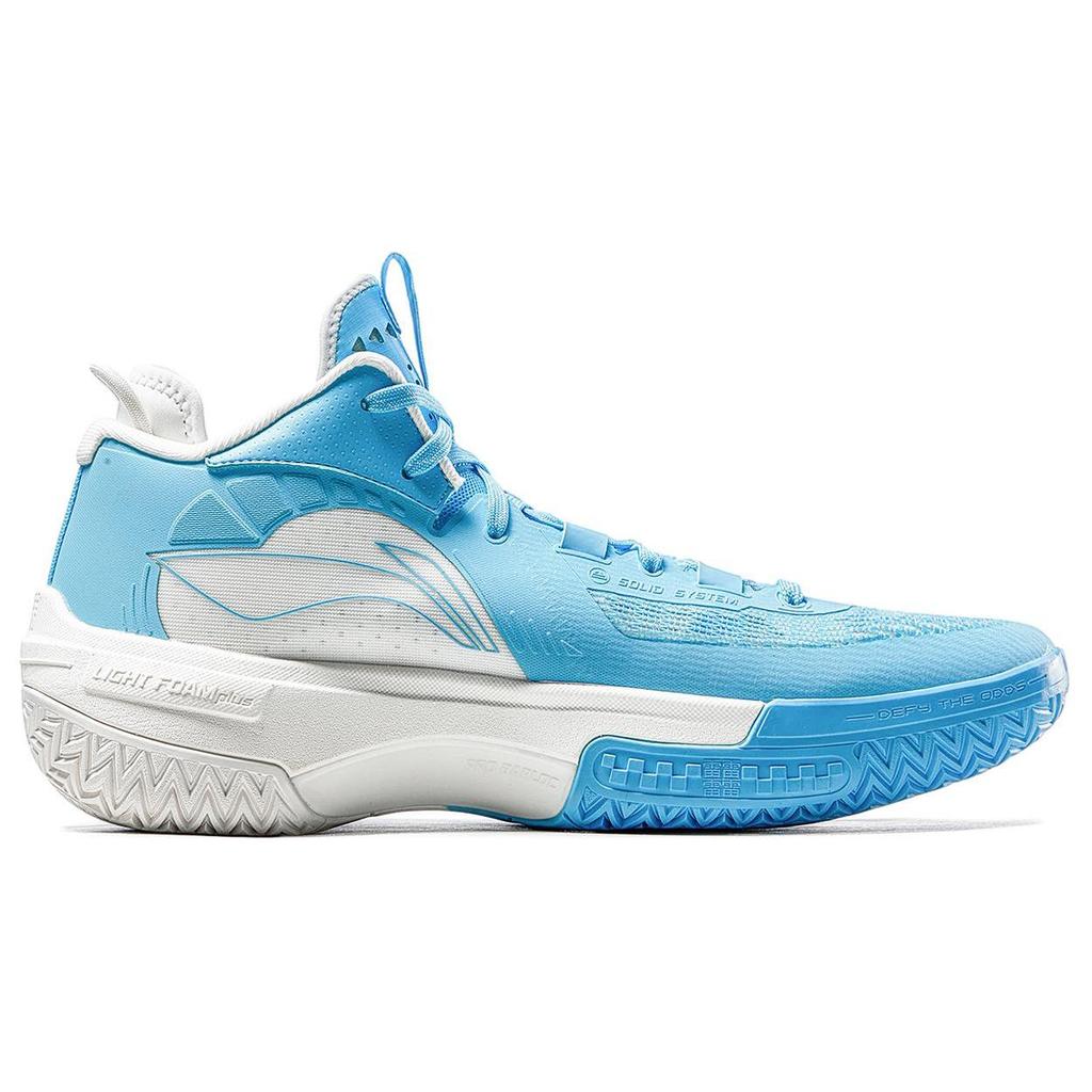 Li Ning Jie Ao Cushioning Slip Resistant Lightweight Rebound High Top Basketball Shoes Men's Blue White ABFT035-1