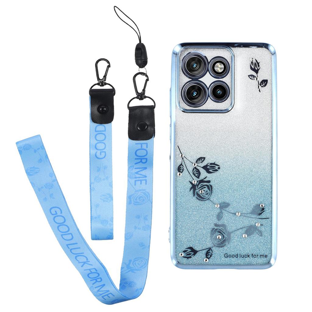 KADEM Für Motorola Edge 50 Neo 5G/Moto S50 5G/Thinkphone 25 5G Hülle Blumenmuster TPU Farbverlauf Handyhülle mit Lanyards