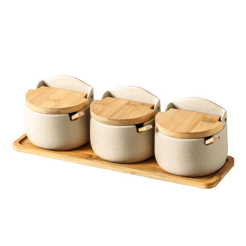 Japanese Retro Ceramic Spice Jar Set for Kitchen and Restaurant Storage