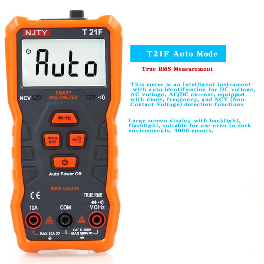 NJTY T21F Multifunctional Overload Protection Electrician Multimeter Household High-Precision Digital Multimeter
