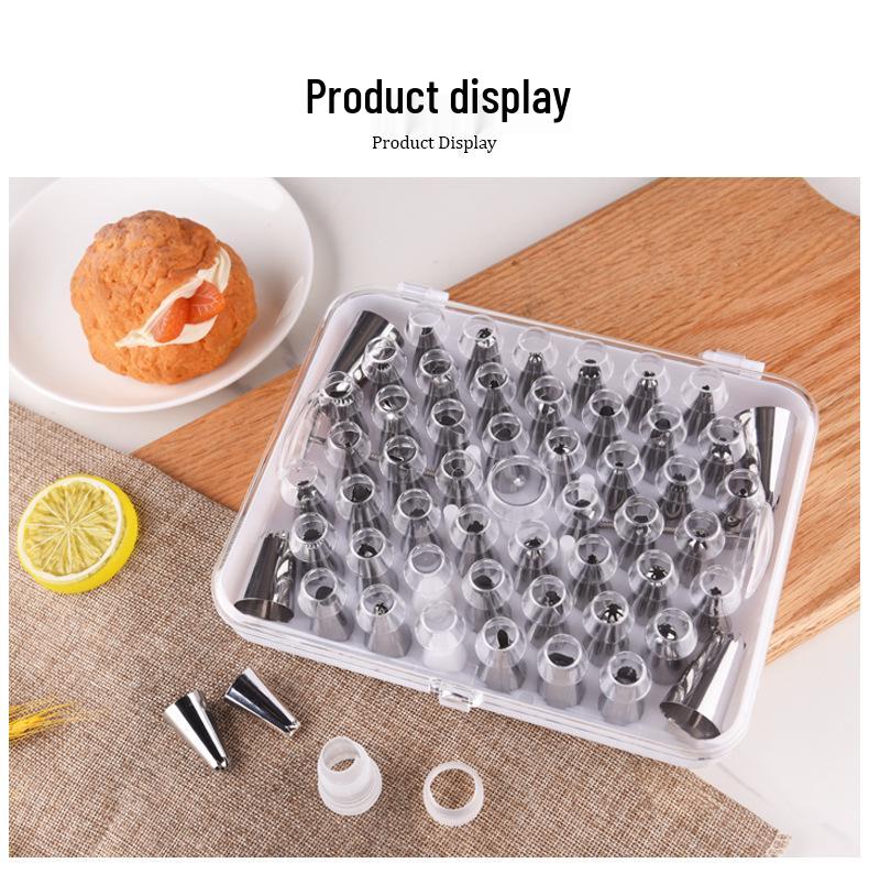 55-Piece Stainless Steel Piping Tip Set for Cakes - Various Shapes