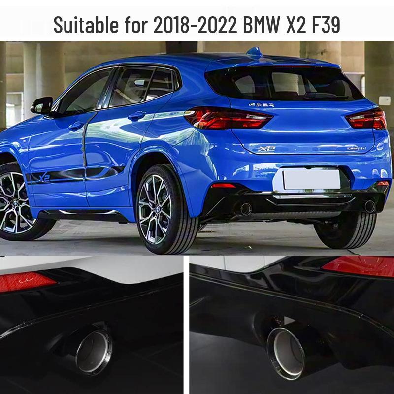 BMW X2 F39 (2018-2022) Black Stainless Steel Exhaust Tailpipe Trim