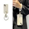 For iPhone 13 Dustproof Phone Shell Camellia Pattern Phone Case TPU+PU Leather Cover with Pearl Chain