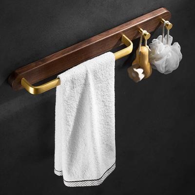 Goldener Space-Aluminium-Handtuchhalter mit Haken, Massivholz-Badezimmerregal, Toiletten-Handtuchstange, Küchenregal, Kein Bohren erforderlich