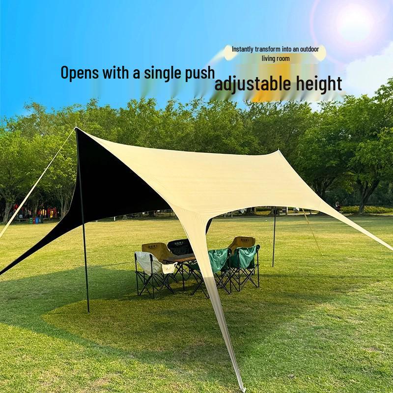 Hexagonal Waterproof Camping Canopy Tent with Sun Protection and Black Glue Coating