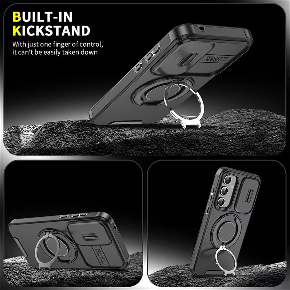 Slide Camera Protection Ring Stand Armor Phone Cases For Samsung Galaxy A56 A36 A16 A55 A35 A15 A54 A14 5G Case Magnetic Cover