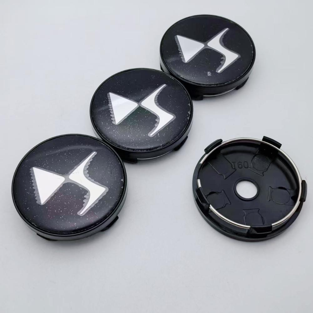 4pcs DS Logo Emblem Badge Car Wheel Center Caps O.D 60MM I.D 56MM Wheels Hub Dust Cap Rim Hubcaps Cover Replace Car Accessories