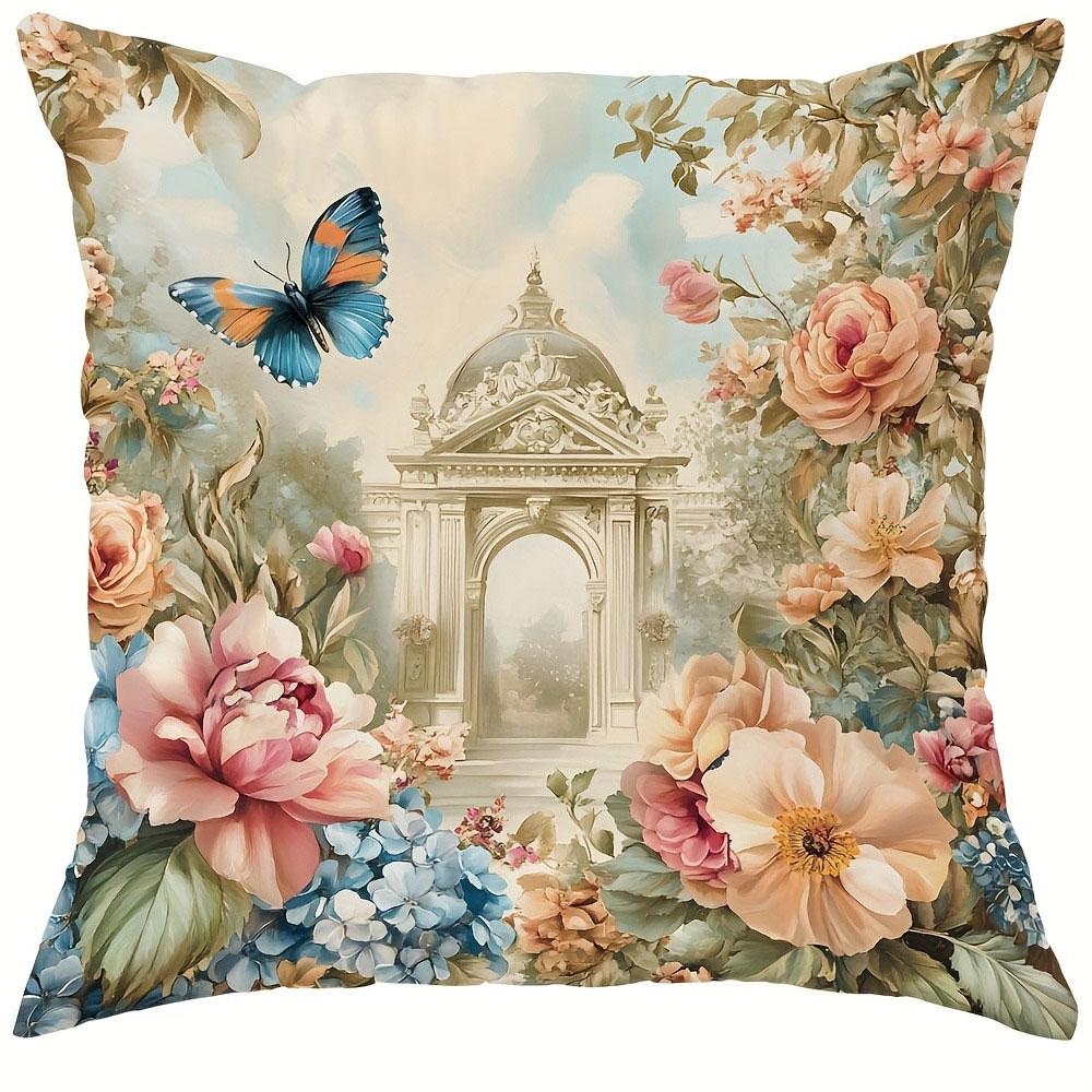 

Magpie Flower Pattern Home Decor Pillowcase Bedroom Living Room Sofa Decoration Polyester Cushion Cover with Zipper 16x16Inch