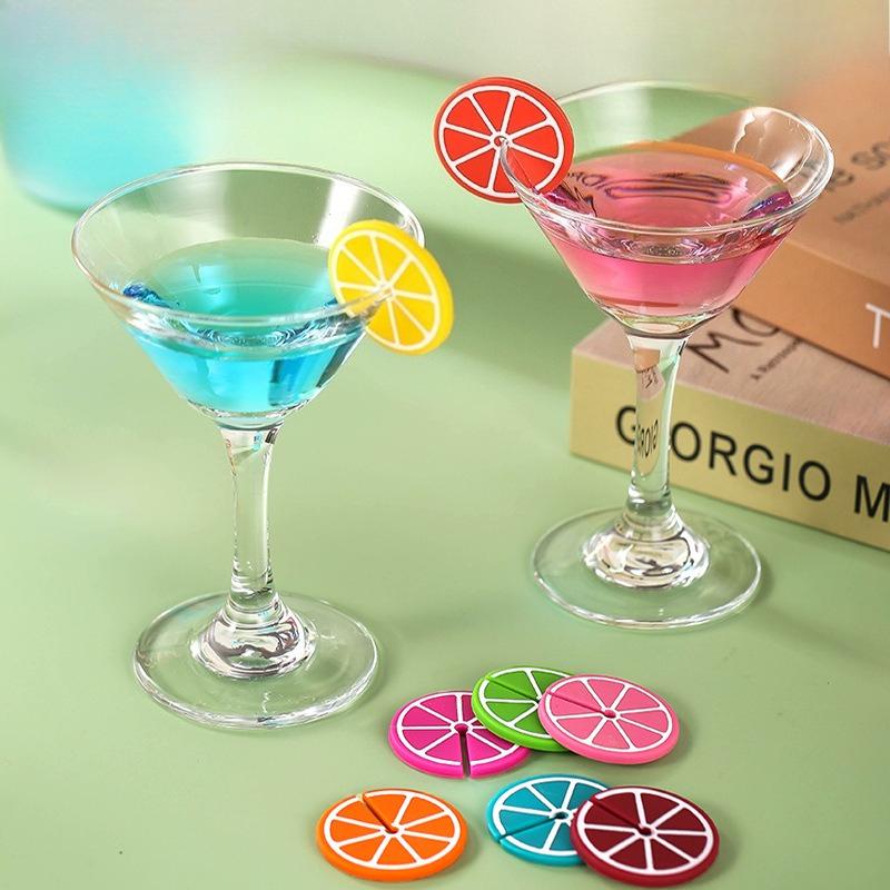 Food-grade Silicone Label Stickers for Distinguishing Orange Wine Cups, Party Wine Tags, Cocktail Cups.