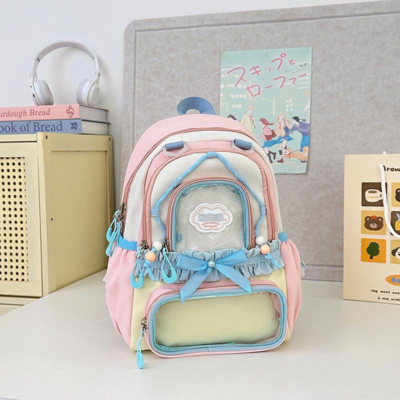 

Women s High-Value Japanese Colorblock Bow Ita Bag - Large Capacity, Double Shoulder, Transparent Button