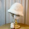 Women's Winter Plush Fisherman Hat with Ball Strap New Face Showing Small Ear Protection Hat Thickened Cold Proof and Warm Hat