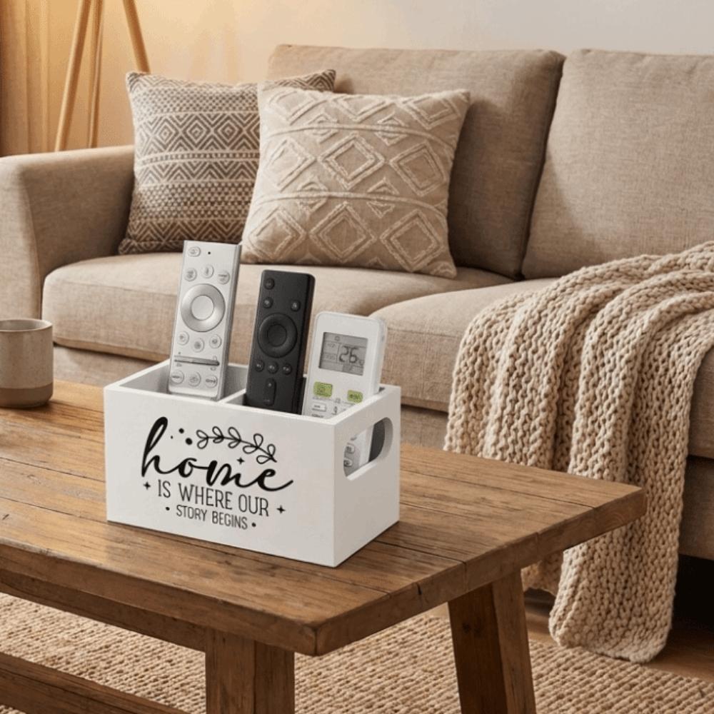 Wooden Remote Control Storage Box Simple Stationery Storage Box Desktop Decoration