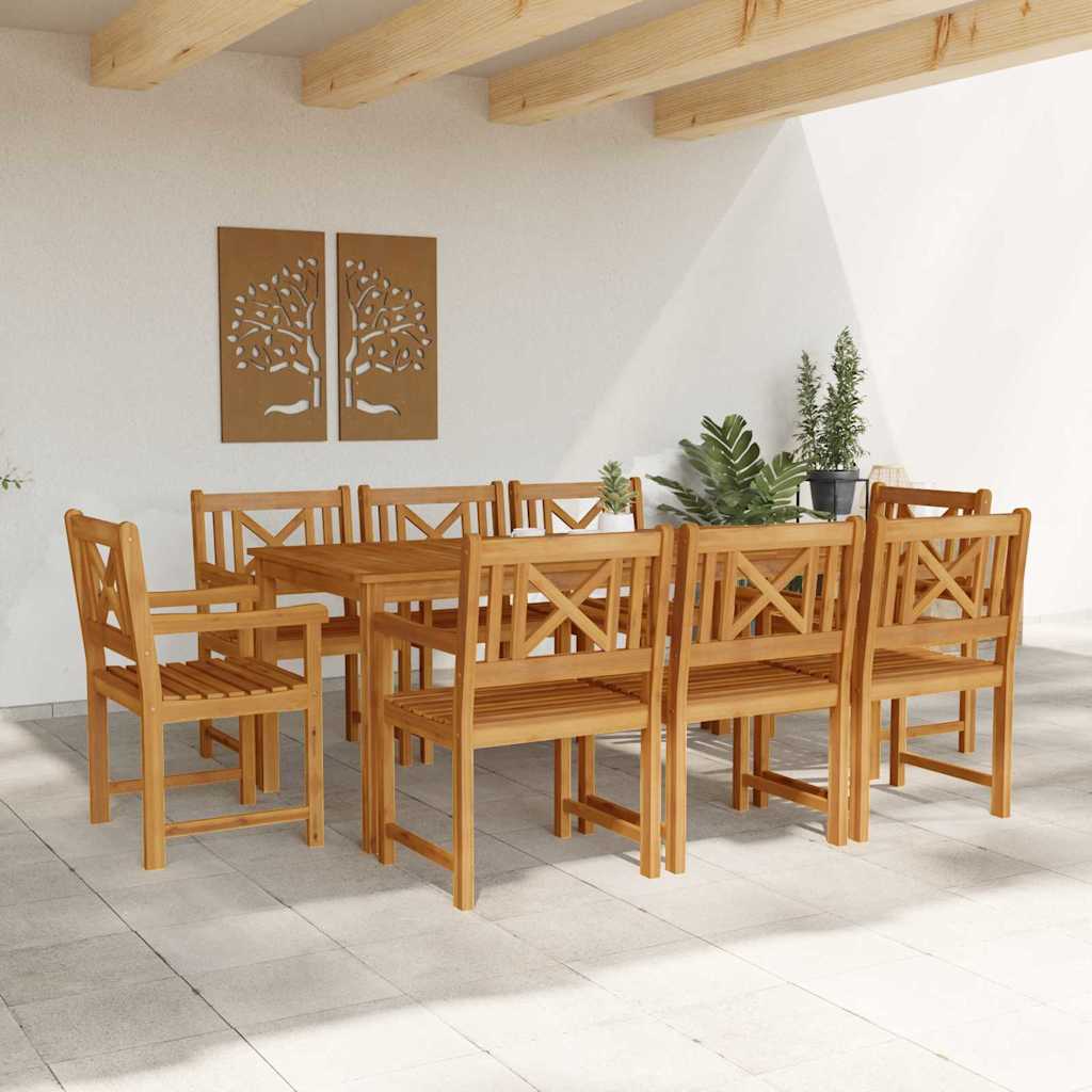 Garden Dining Set 9 pcs Brown Solid Acacia Wood