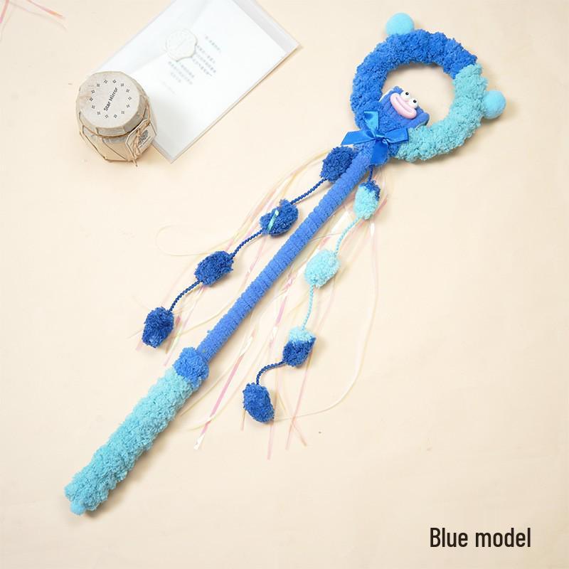 Interactive Cross-Border Cat Teaser Stick with Tassels and Bell синий