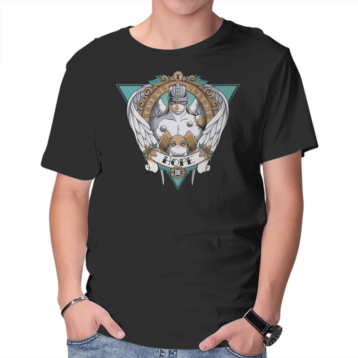 Unisex Crew Neck T-Shirt Digital Hope Graphic Short Sleeve Casual Tee XL