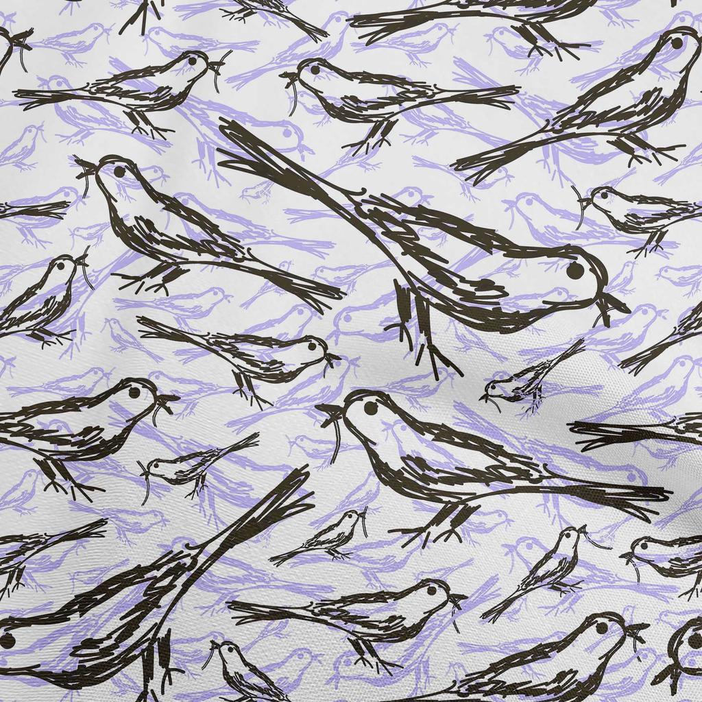 oneOone Cotton Flex Dark Dusty Blue Fabric Bird Diy Clothing Quilting Fabric Print Fabric By Yard 40 Inch